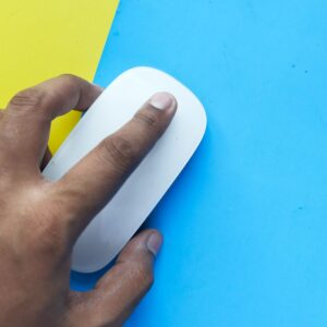 close up of someone clicking a mouse